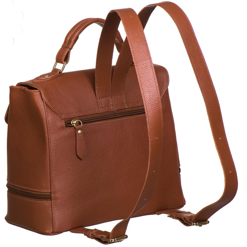 Mochila Feminina Pequena De Couro Marrom Ella