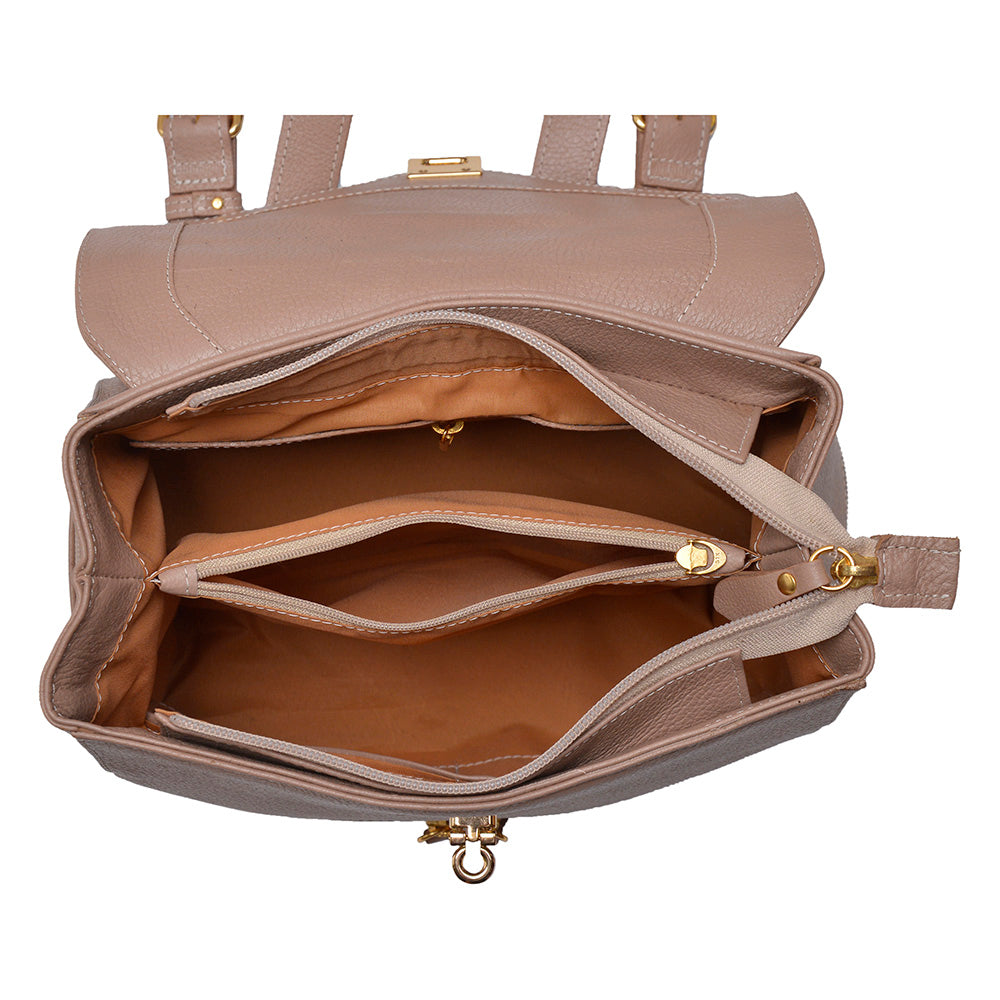 Mochila Feminina Pequena De Couro Nude Ella