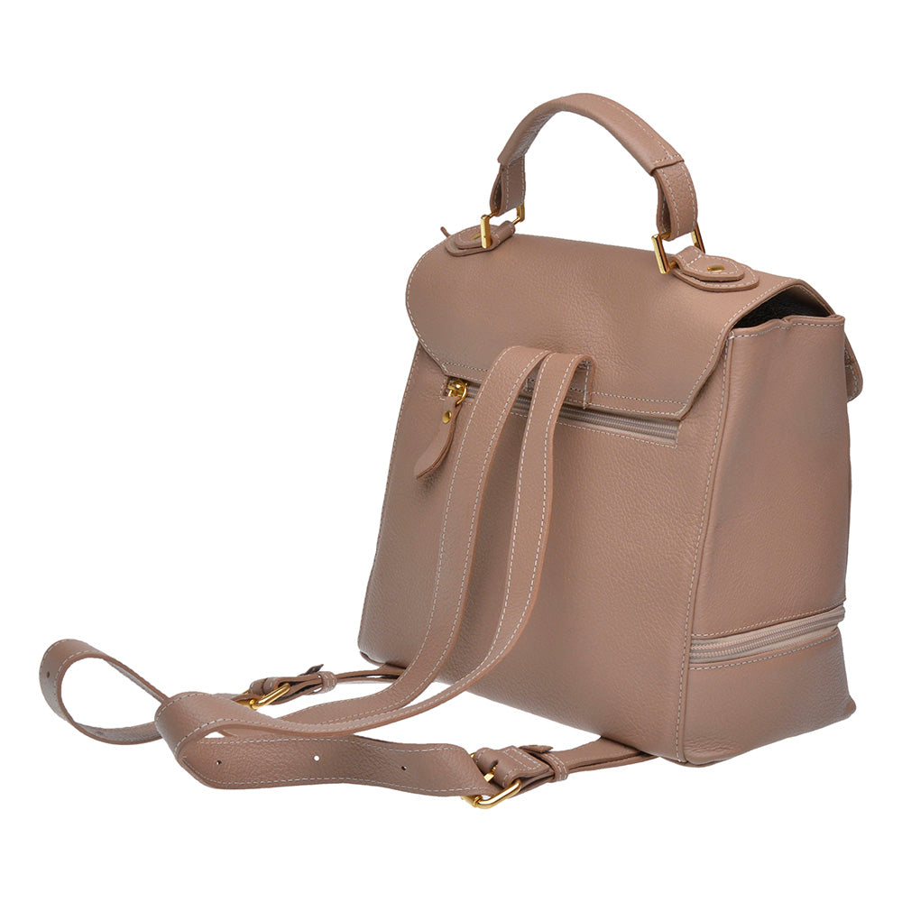 Mochila Feminina Pequena De Couro Nude Ella
