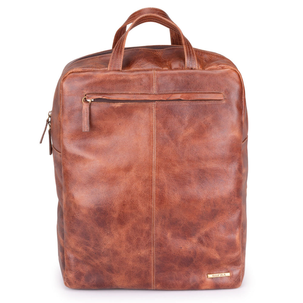 Mochila Unissex Notebook Grande Couro Marrom Irlanda