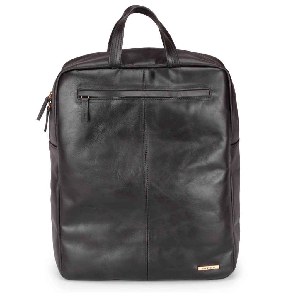 Mochila Unissex Notebook Grande Couro Preto Irlanda