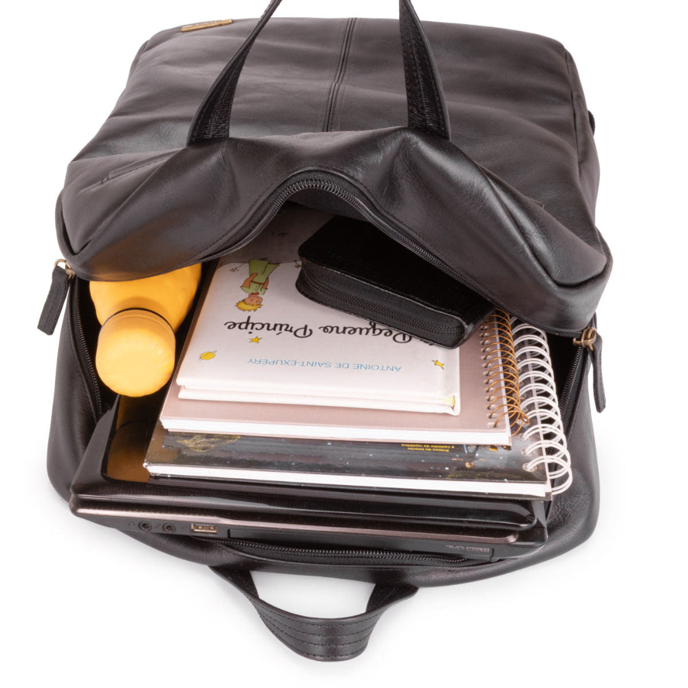 Mochila Unissex Notebook Grande Couro Preto Irlanda