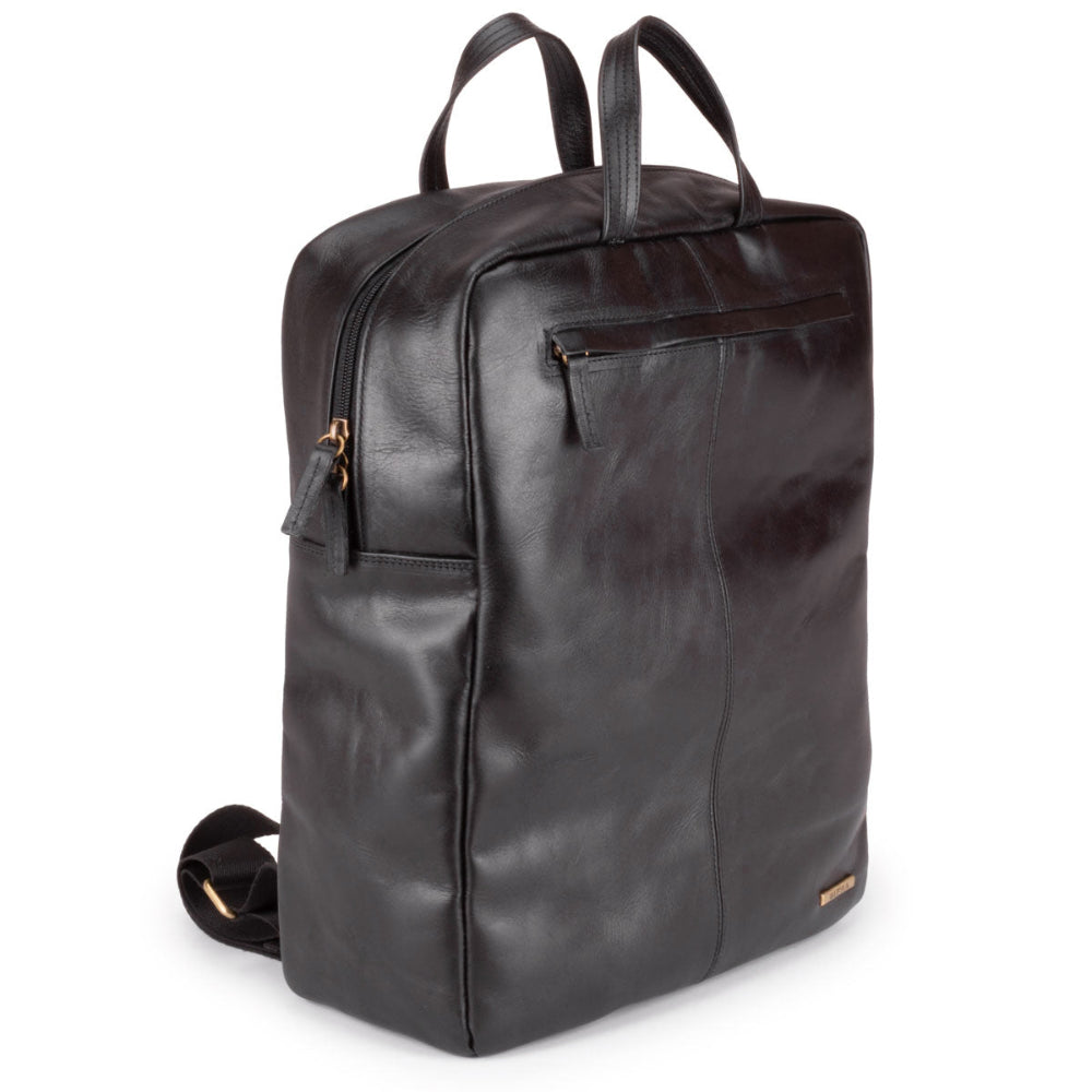 Mochila Unissex Notebook Grande Couro Preto Irlanda