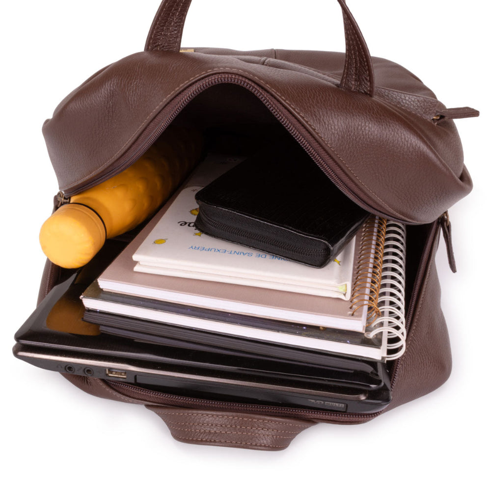 Mochila Unissex Notebook Grande De Couro Marrom Irlanda