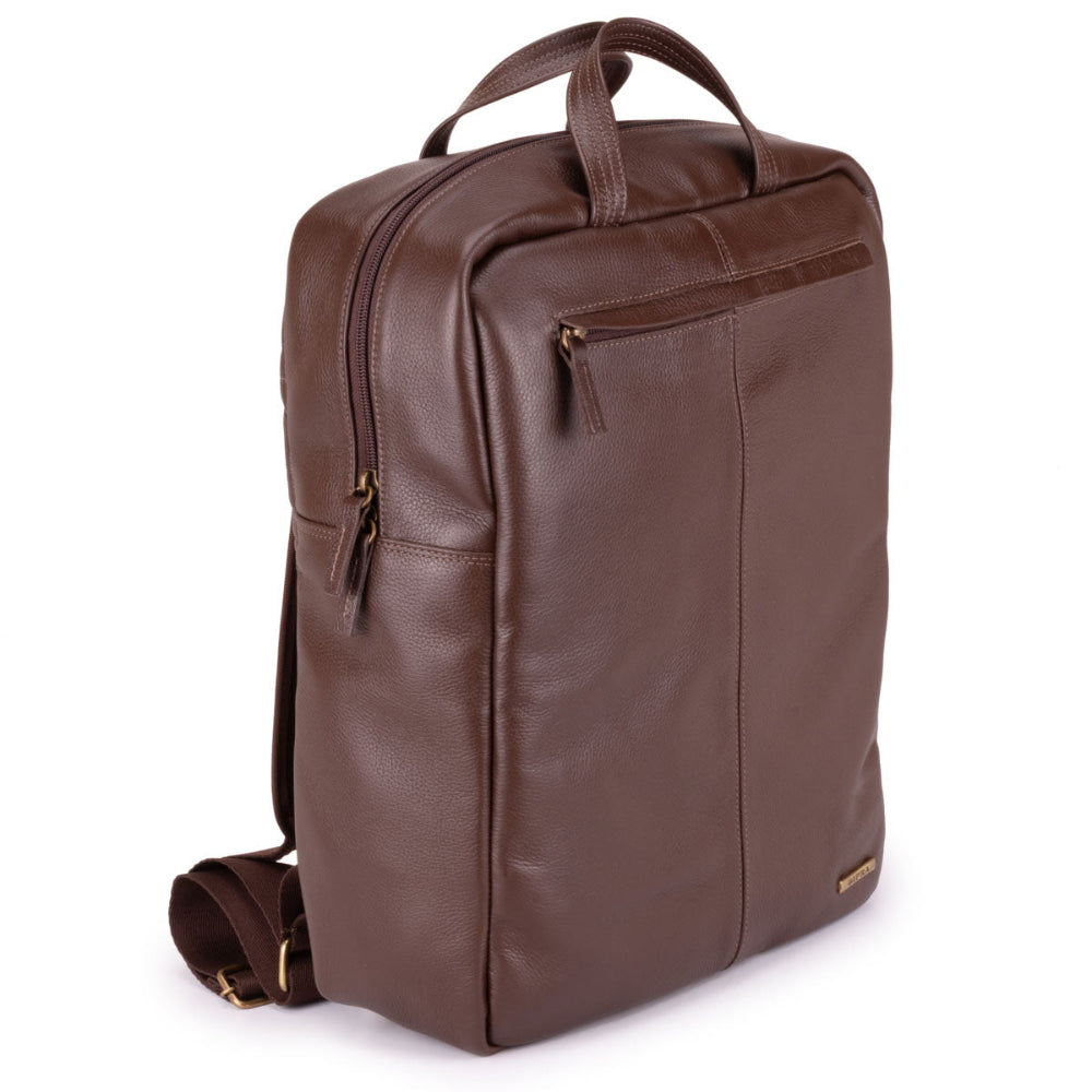 Mochila Unissex Notebook Grande De Couro Marrom Irlanda