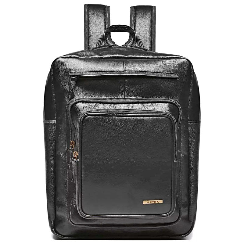 Mochila para Notebook Grande De Couro Preta Logan