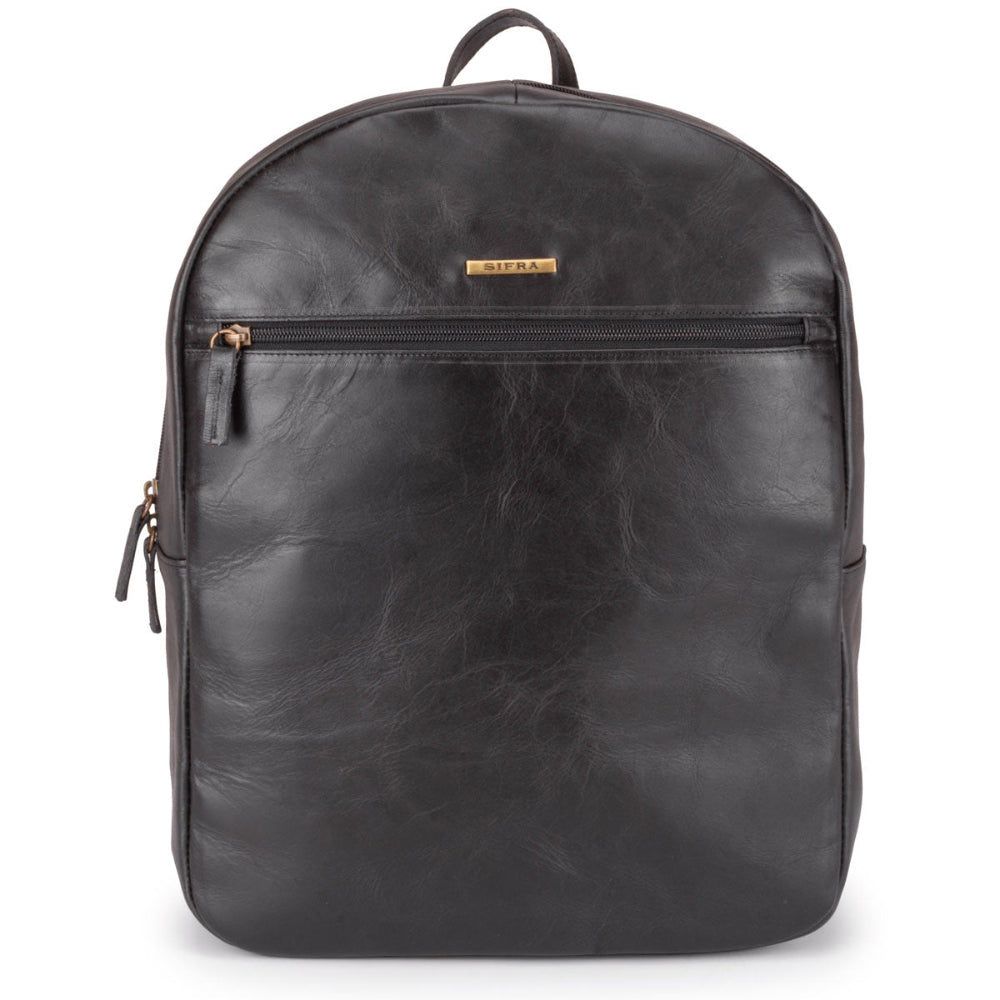 Mochila para Notebook Média Couro Preta Dublin