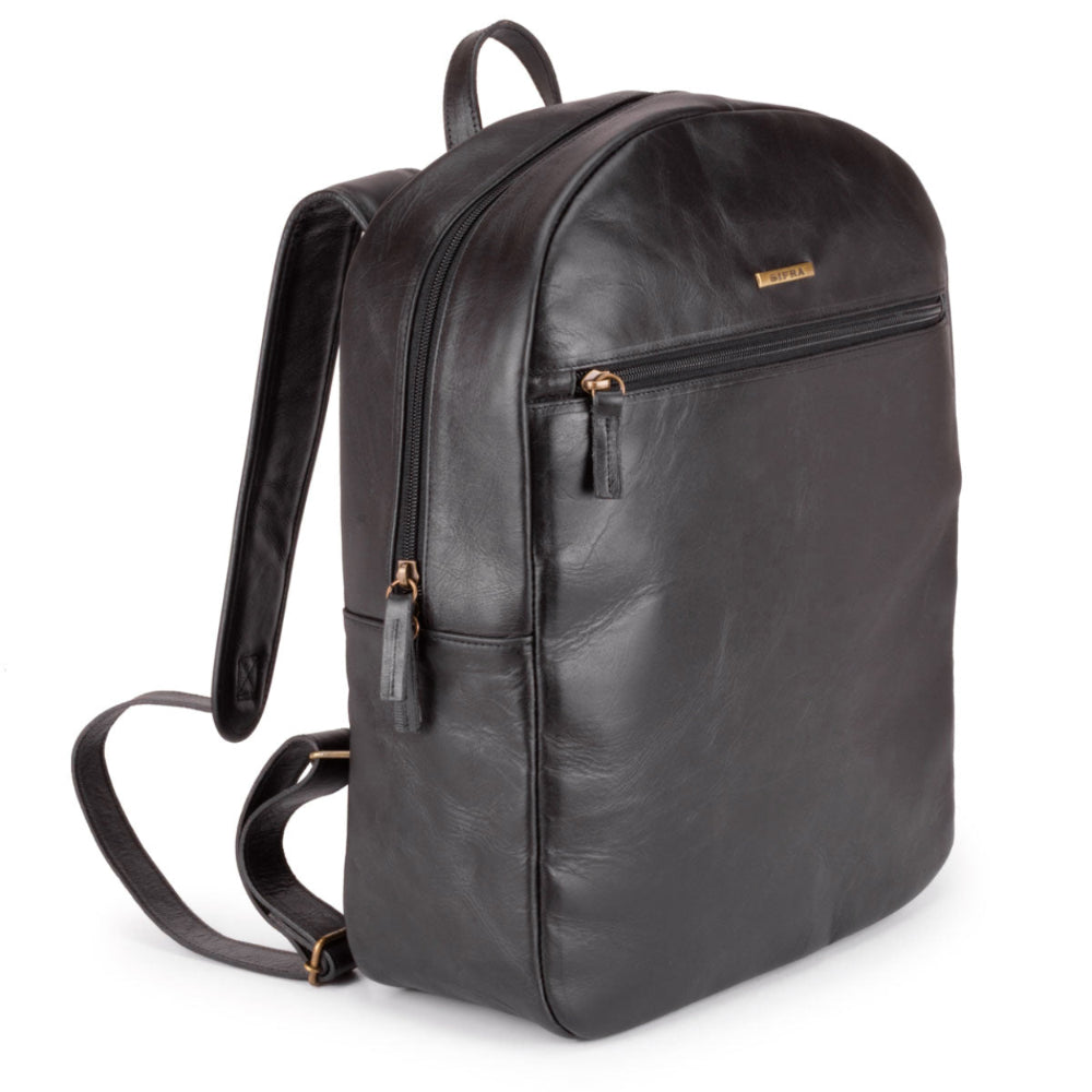 Mochila para Notebook Média Couro Preta Dublin
