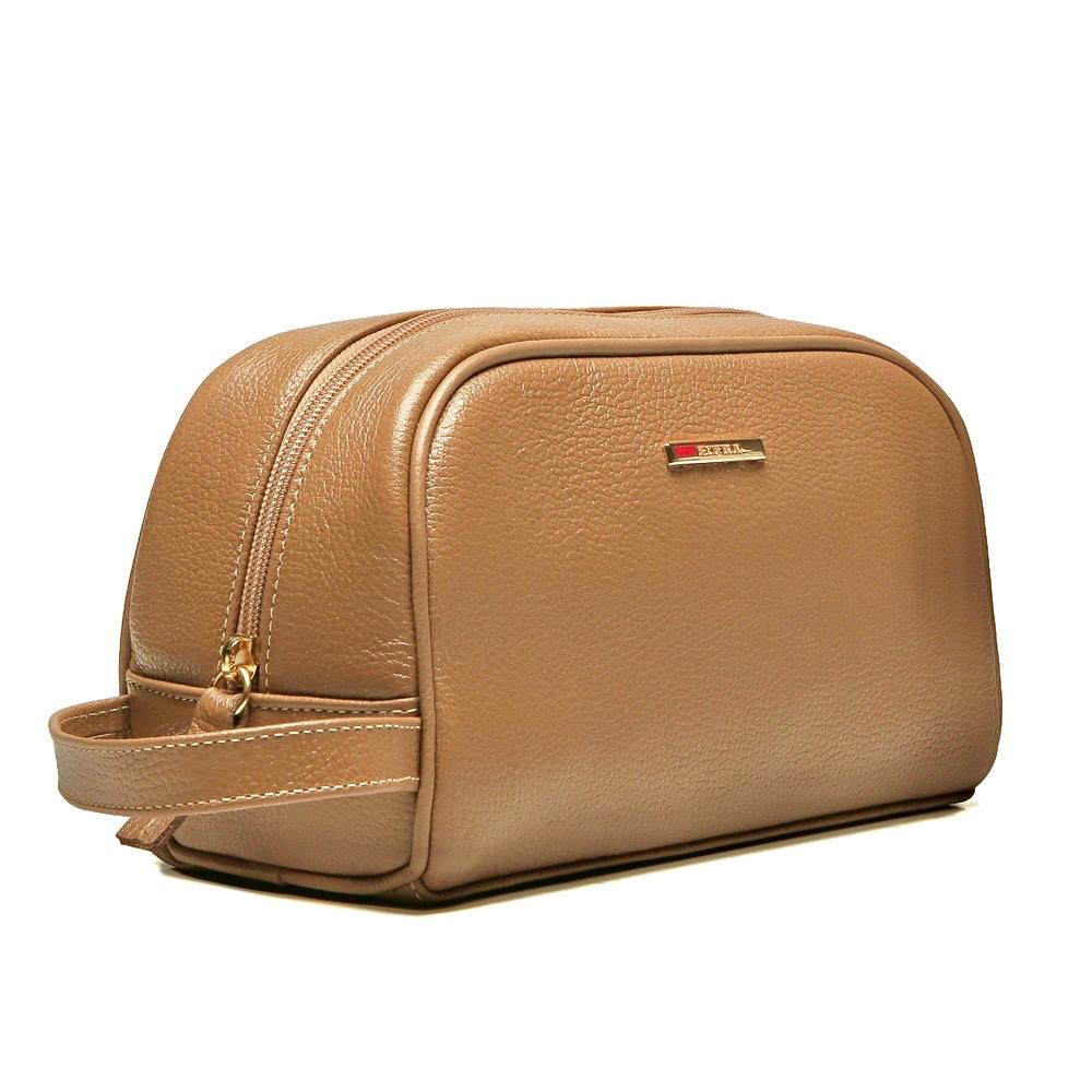 Nécessaire Feminina Couro Caramelo Aurora