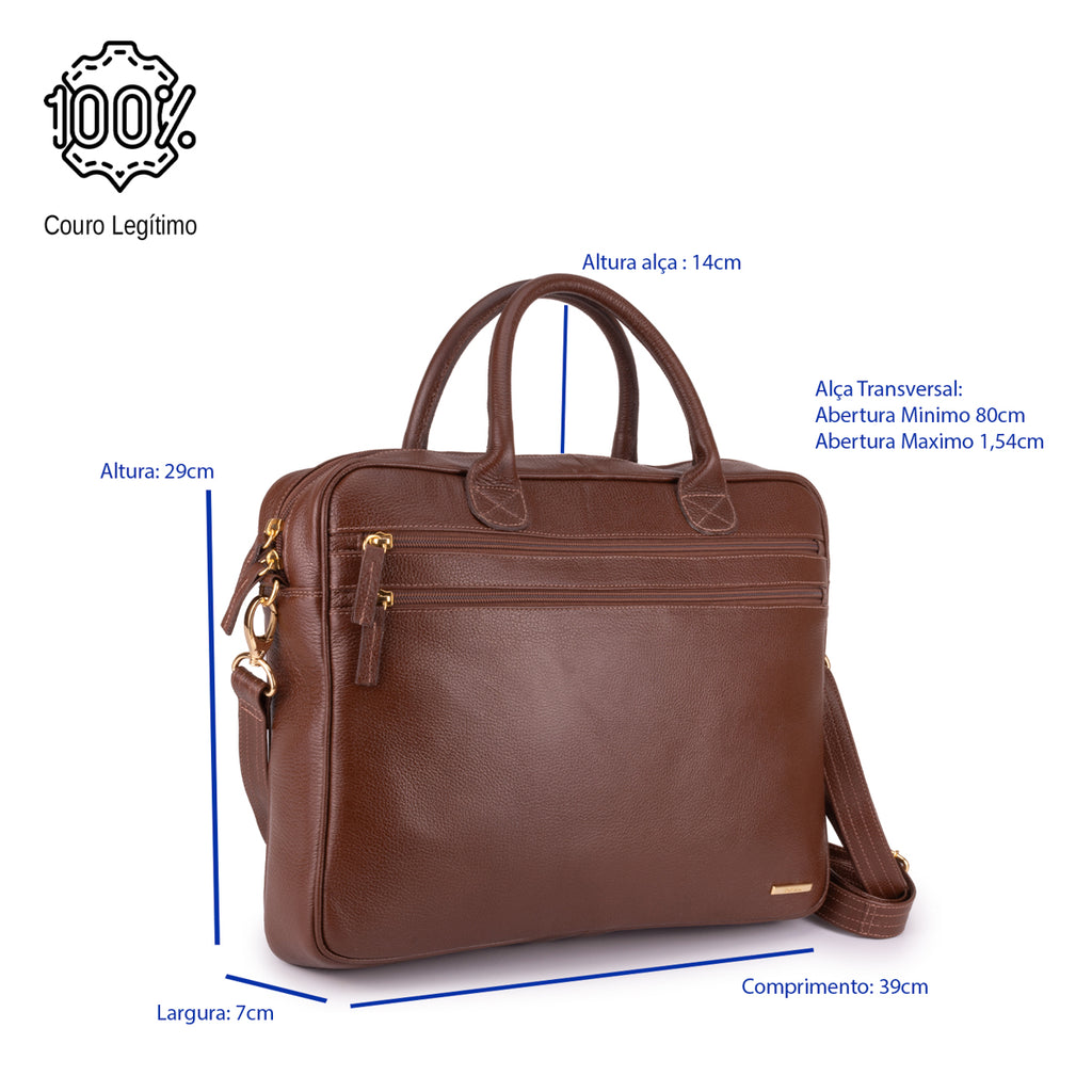 Pasta Executiva Feminina Notebook Couro Marrom Helena