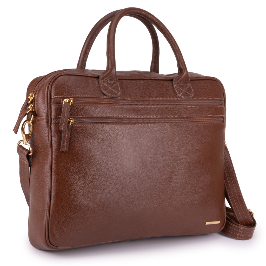 Pasta Executiva Feminina Notebook Couro Marrom Helena