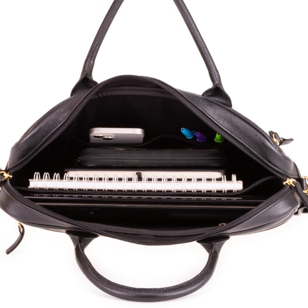 Pasta Executiva Feminina Notebook Couro Preta Helena