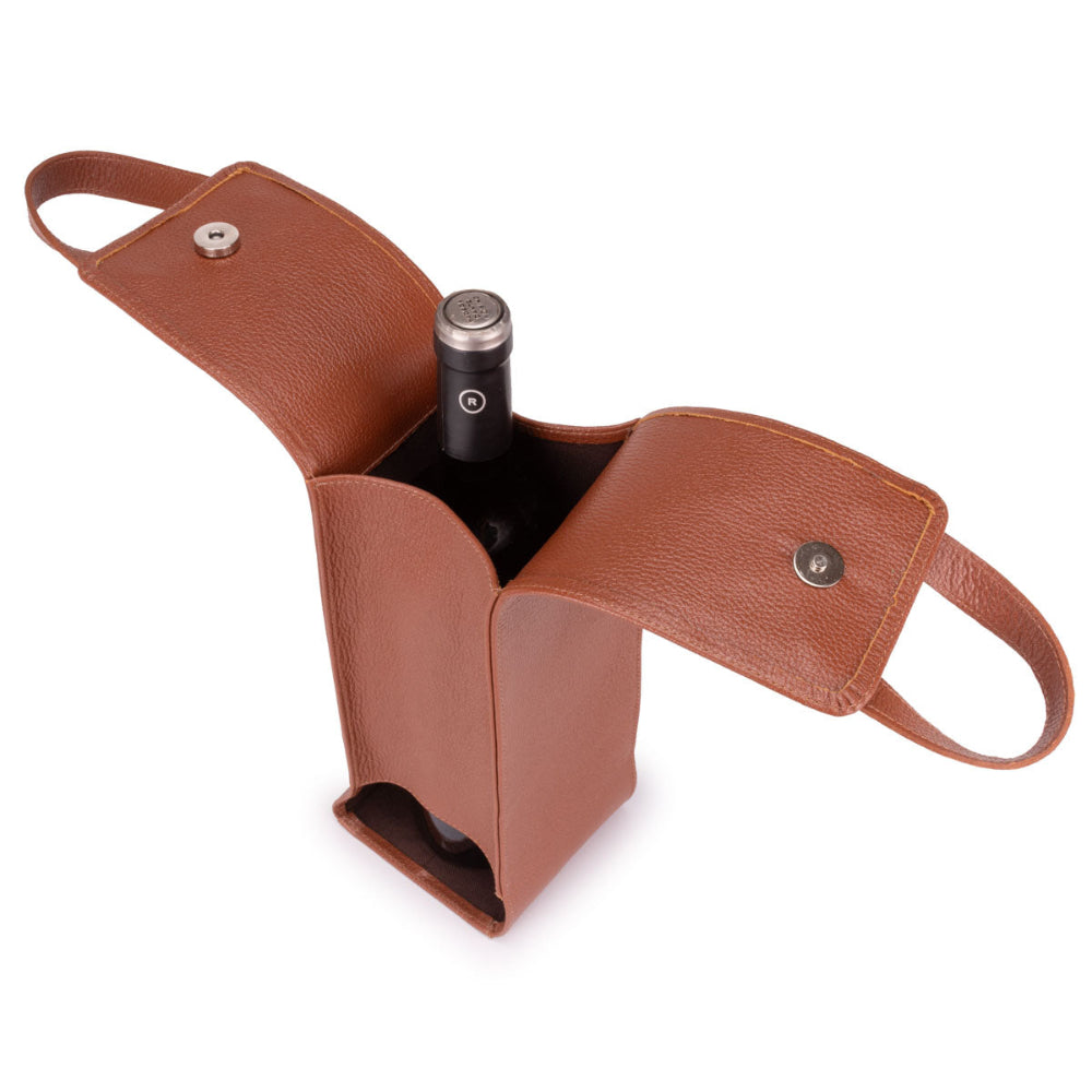 Porta Vinho Couro Caramelo Itália