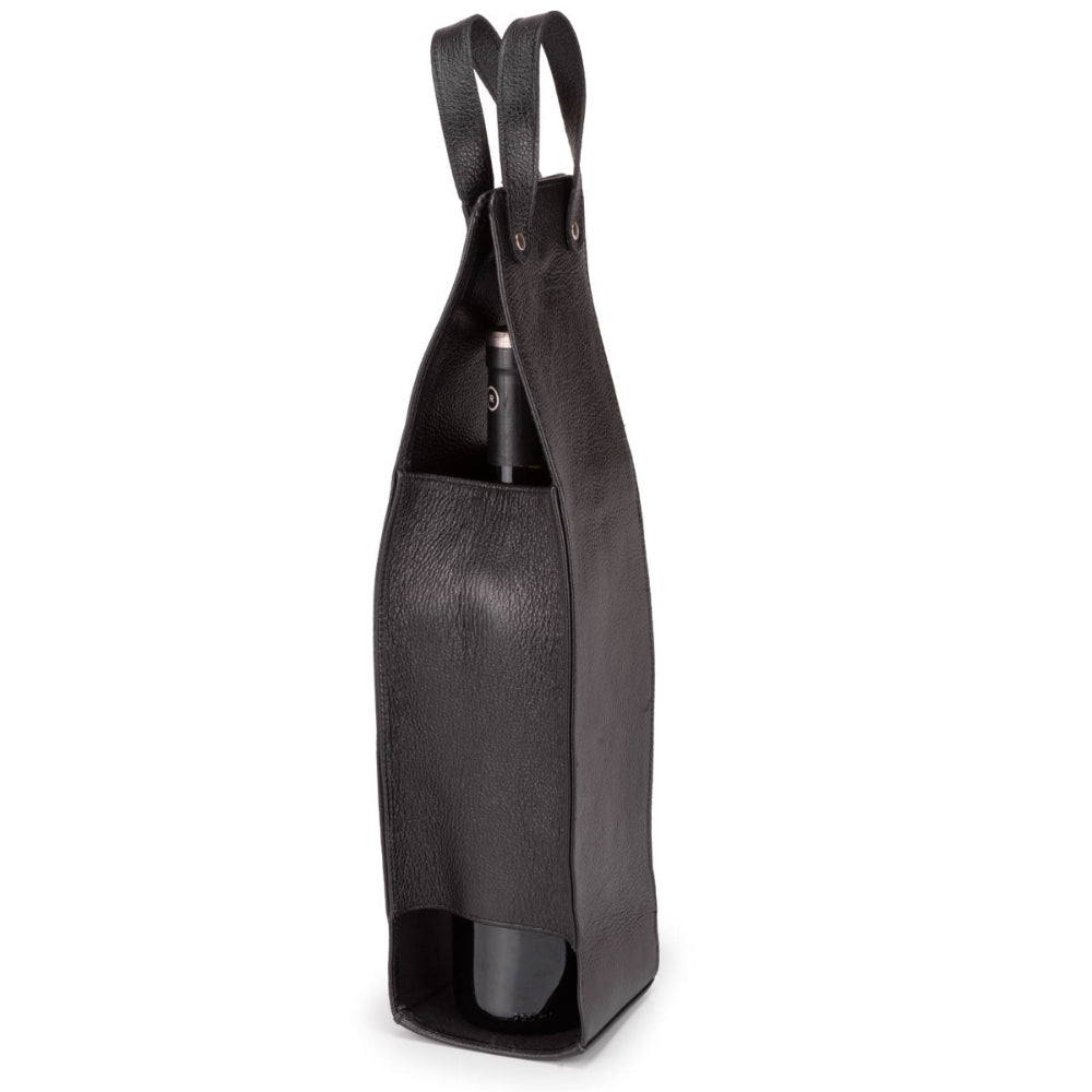 Porta Vinho Itália em Couro Preto