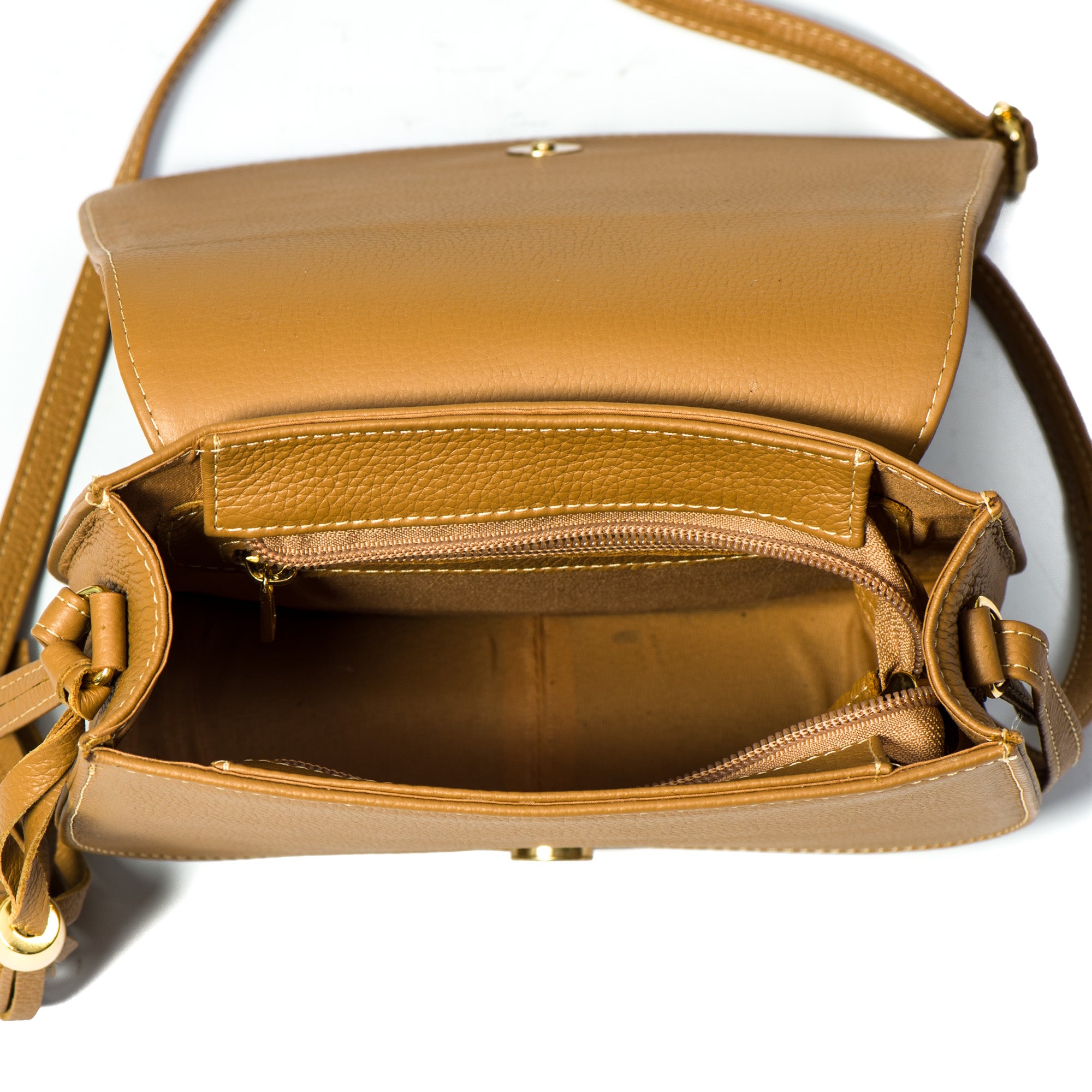Bolsa Clutch Pequena Couro Caramelo Bia