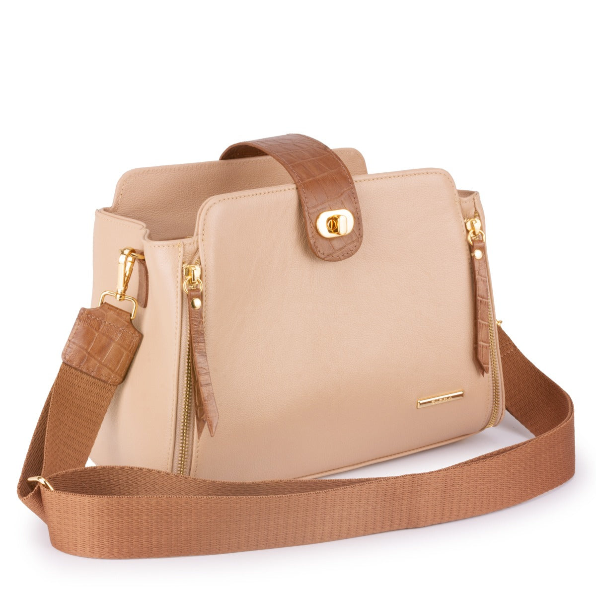 Bolsa Média Couro Rosé Mary Classic