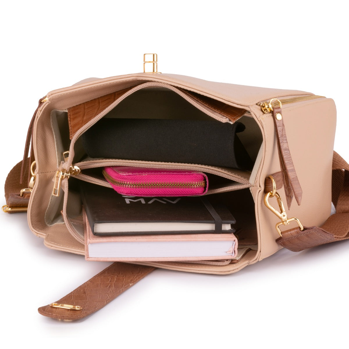 Bolsa Média Couro Rosé Mary Classic