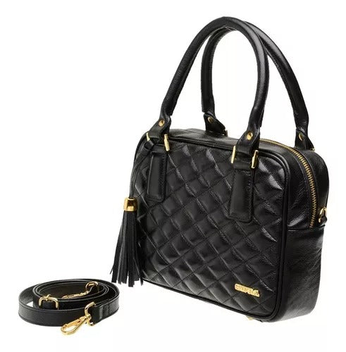 Bolsa Feminina Mão Transversal Couro Preta Lily