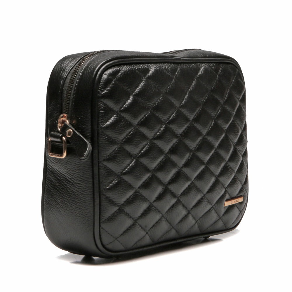 Bolsa Feminina Transversal Couro Preta Lily