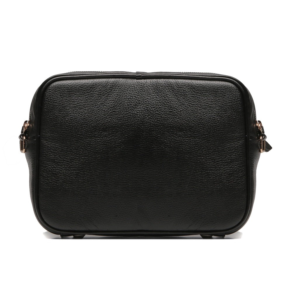 Bolsa Feminina Transversal Couro Preta Lily