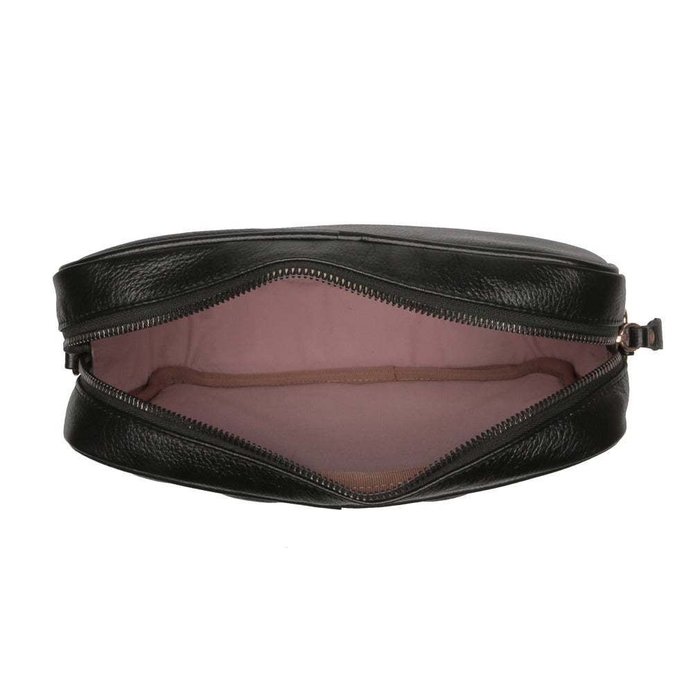 Bolsa Feminina Transversal Couro Preta Lily