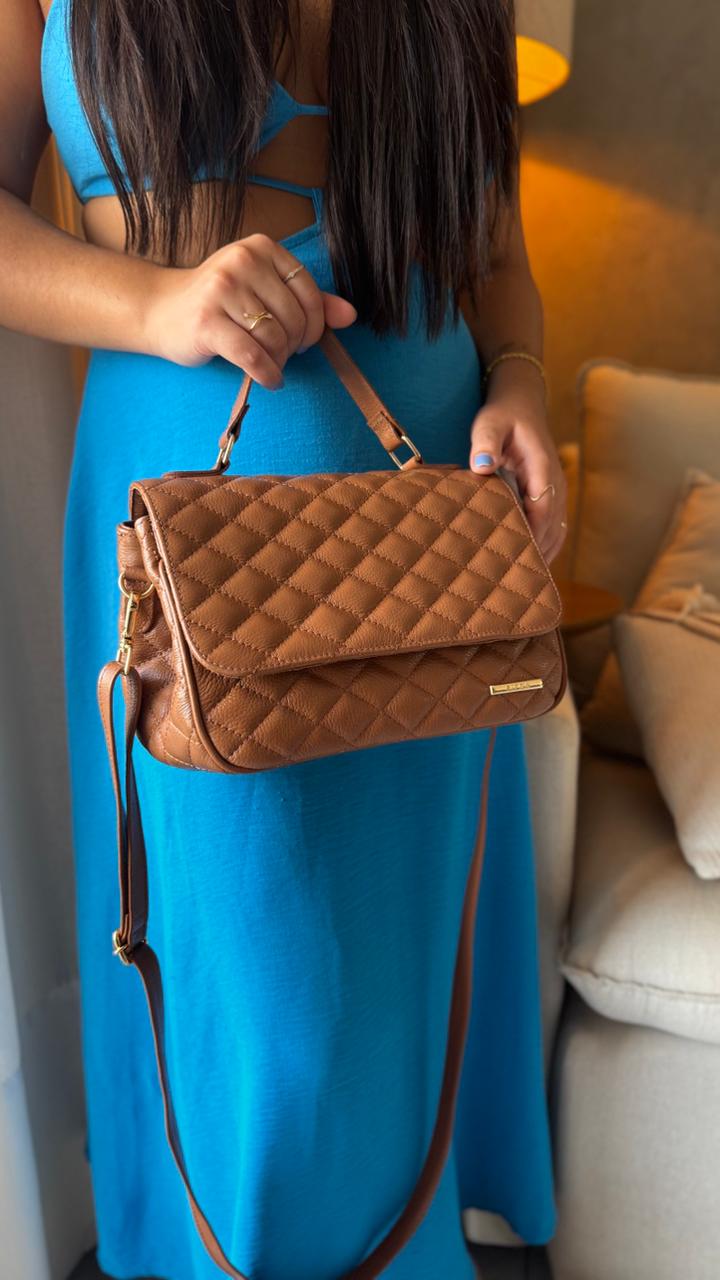 Bolsa Tiracolo Média Couro Caramelo Juliana