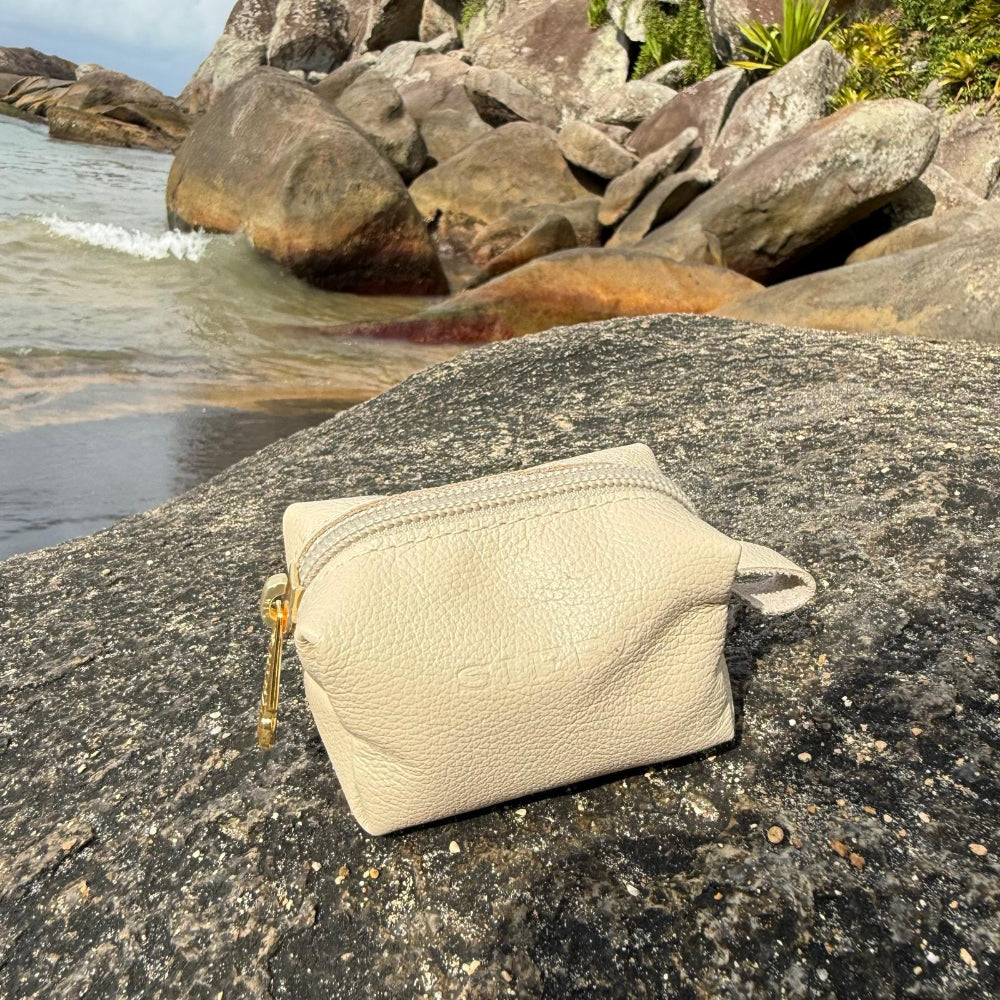 Porta Níquel / Mini Nécessaire Couro Off White Maresia