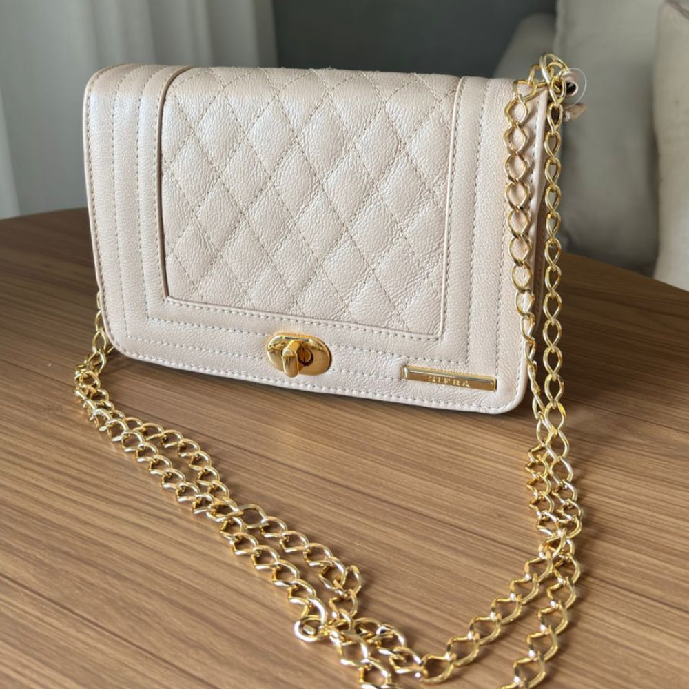 Bolsa Clutch Pequena Couro Rosé Lua
