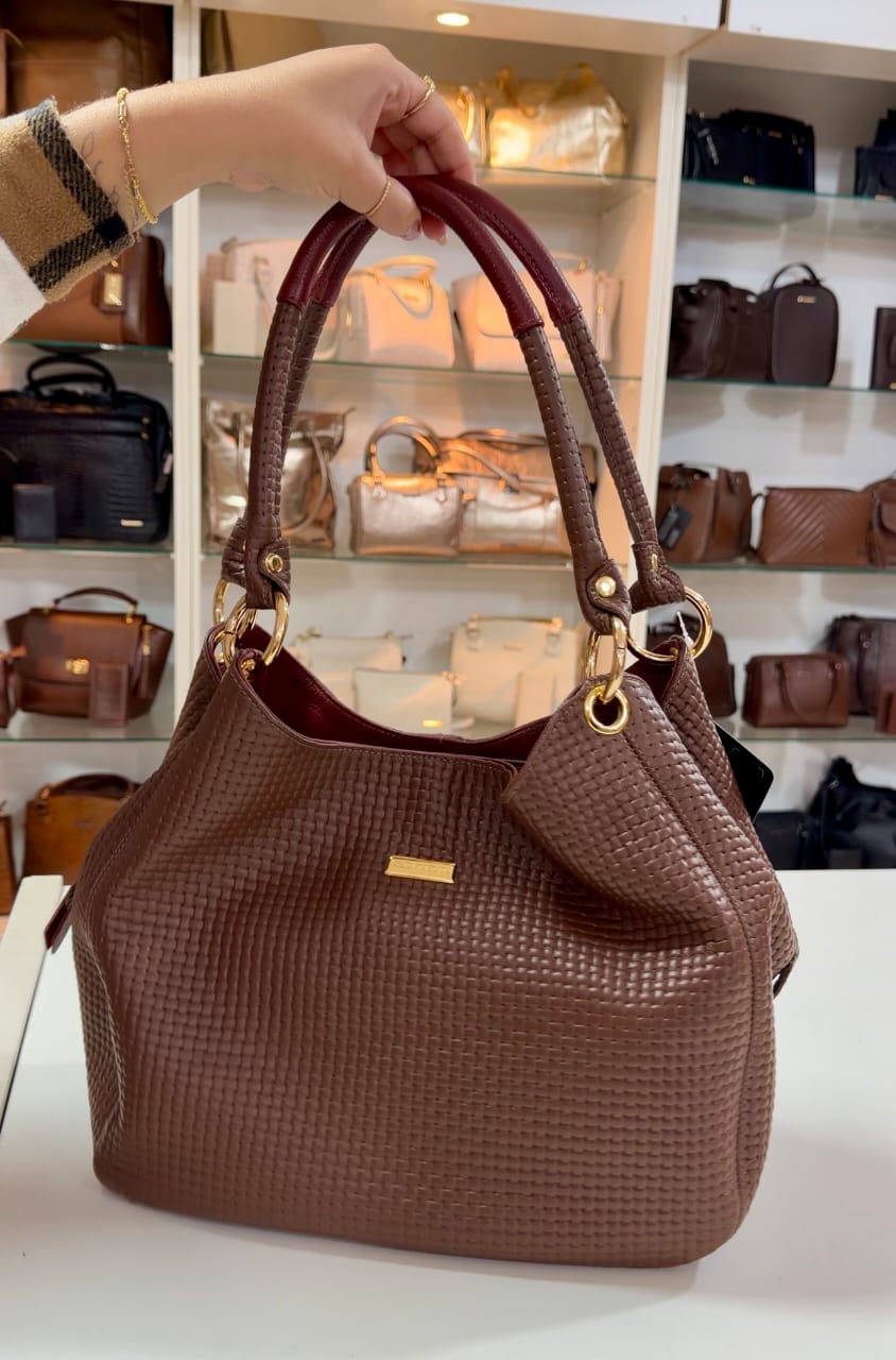 Bolsa Saco Com Divisórias Couro Charlotte