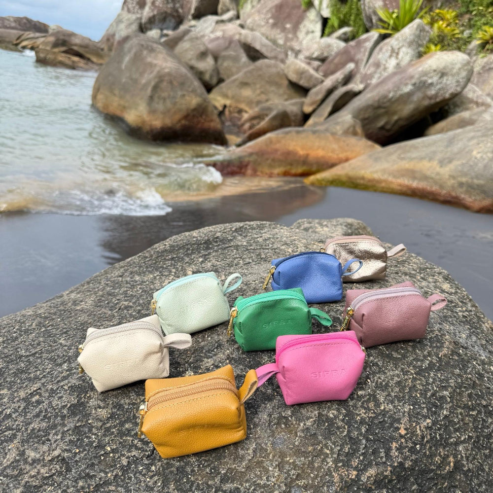 Porta Níquel / Mini Nécessaire Couro Menta Maresia