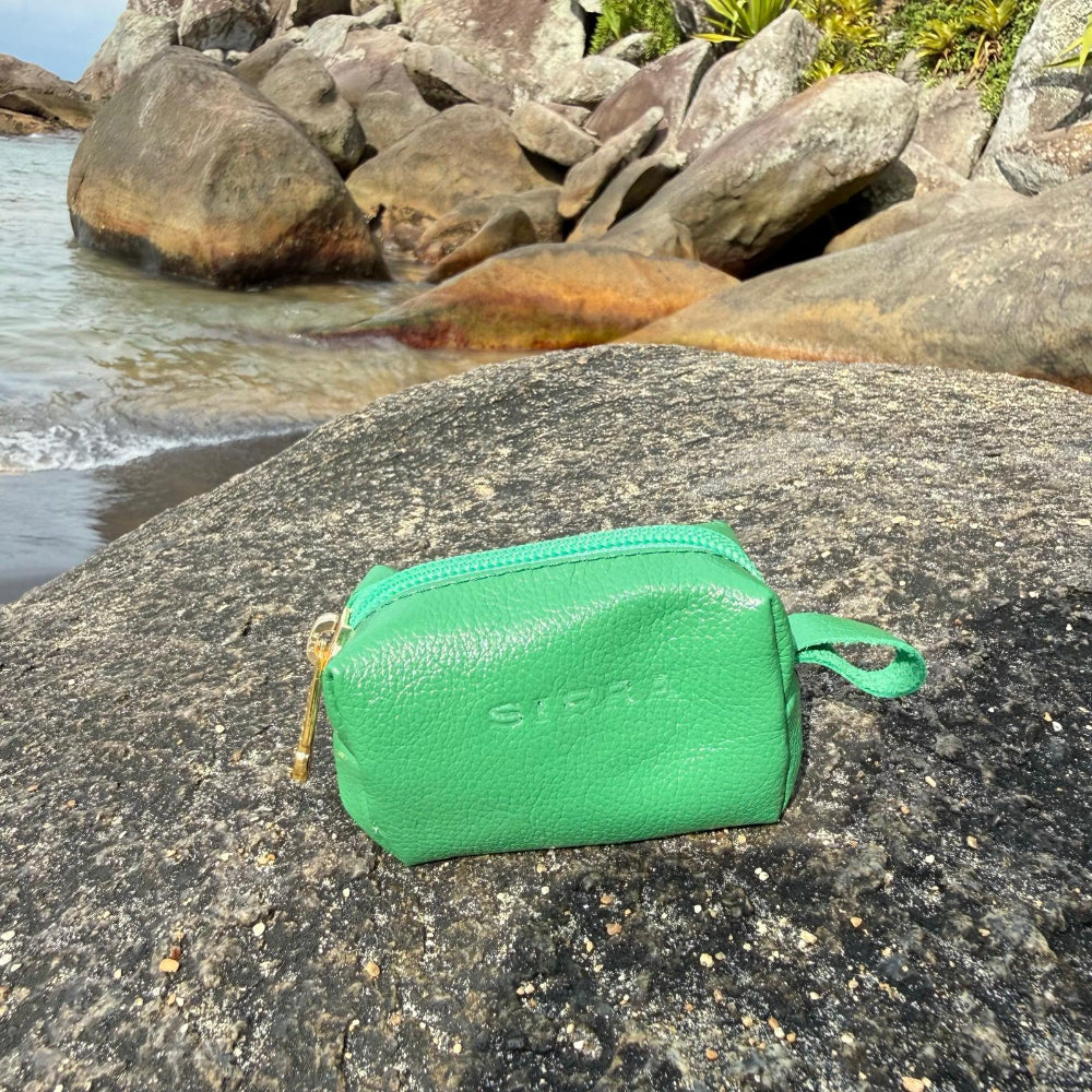 Porta Níquel / Mini Nécessaire Couro Verde Maresia
