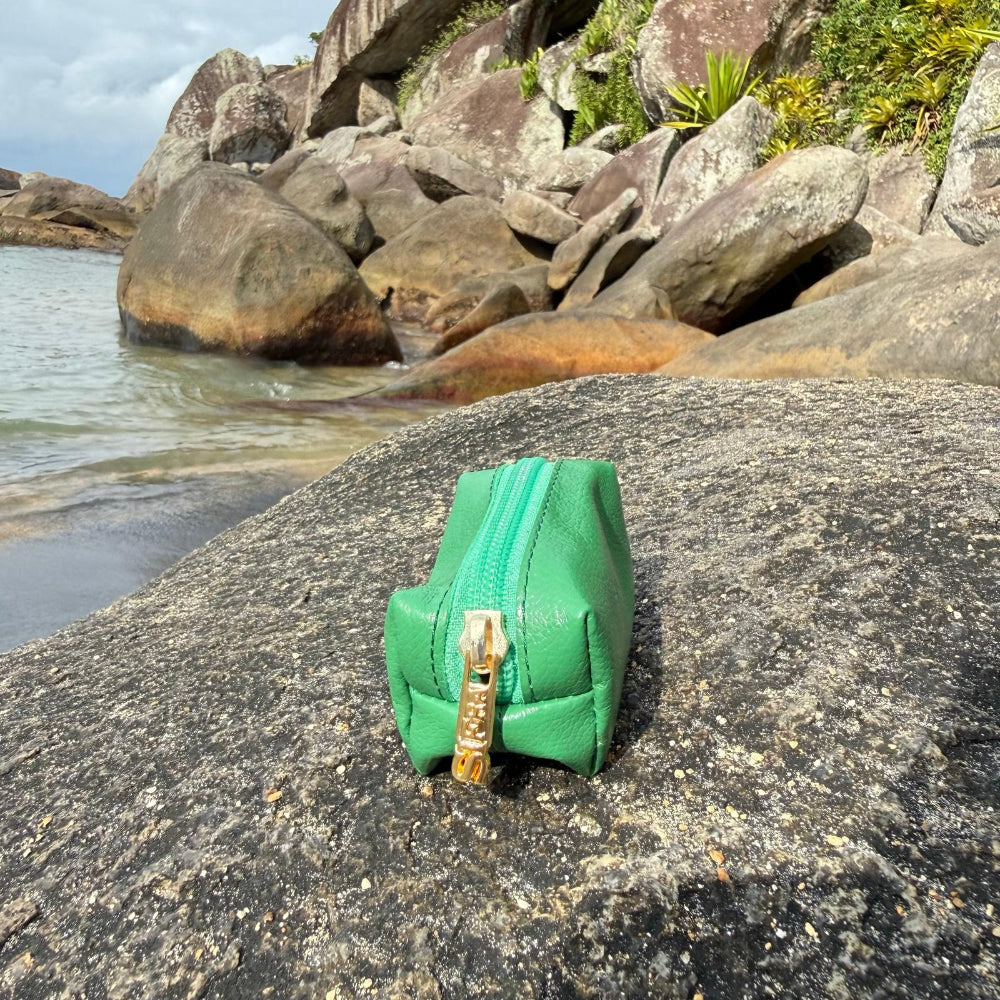 Porta Níquel / Mini Nécessaire Couro Verde Maresia