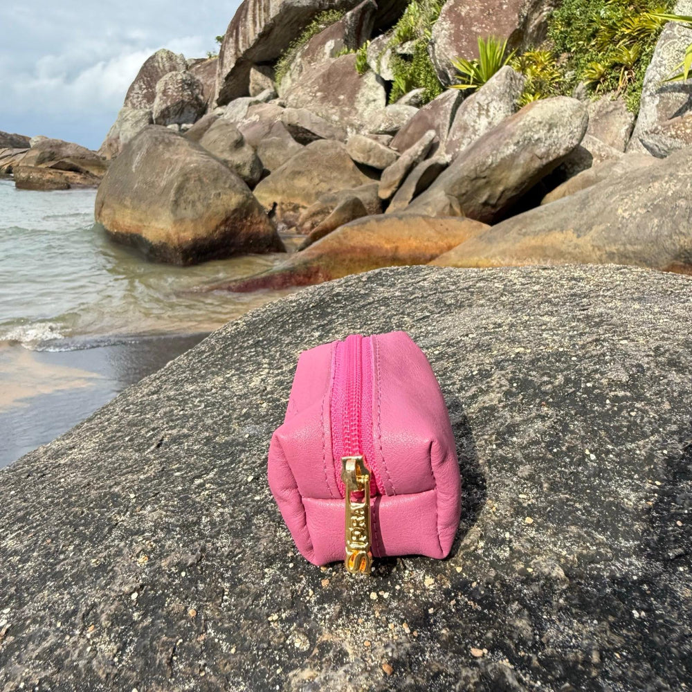 Porta Níquel / Mini Nécessaire Couro Pink Maresia