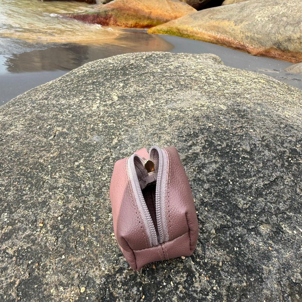 Porta Níquel / Mini Nécessaire Couro Rose Maresia