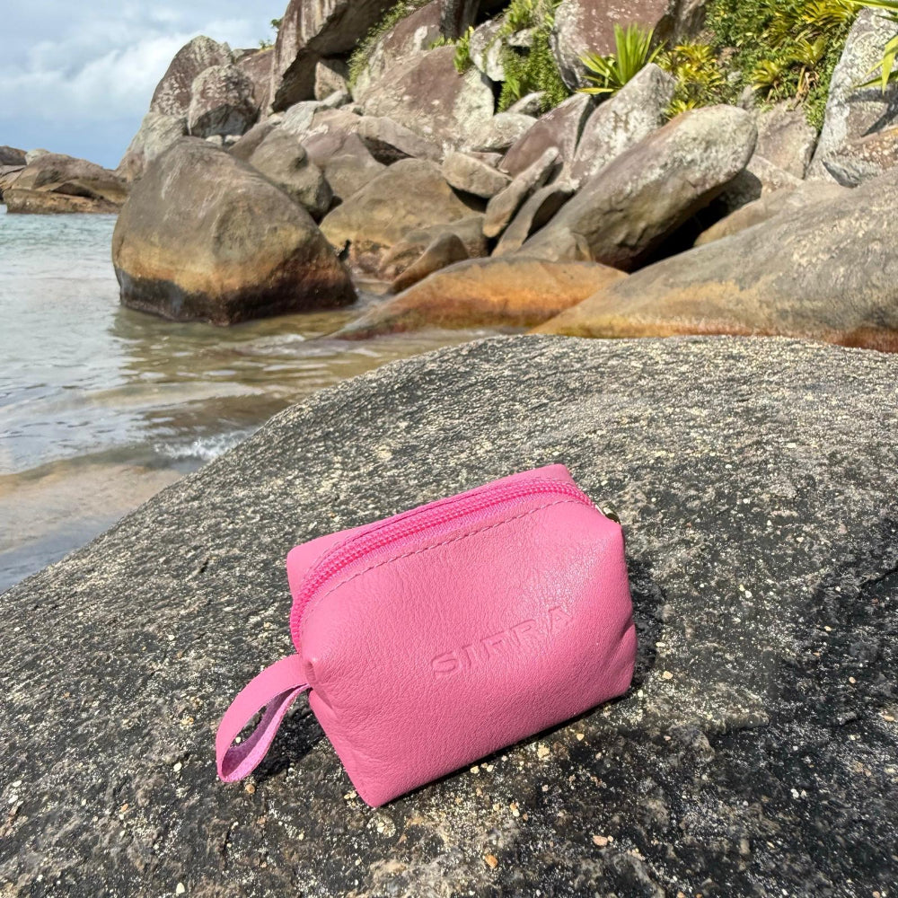 Porta Níquel / Mini Nécessaire Couro Pink Maresia