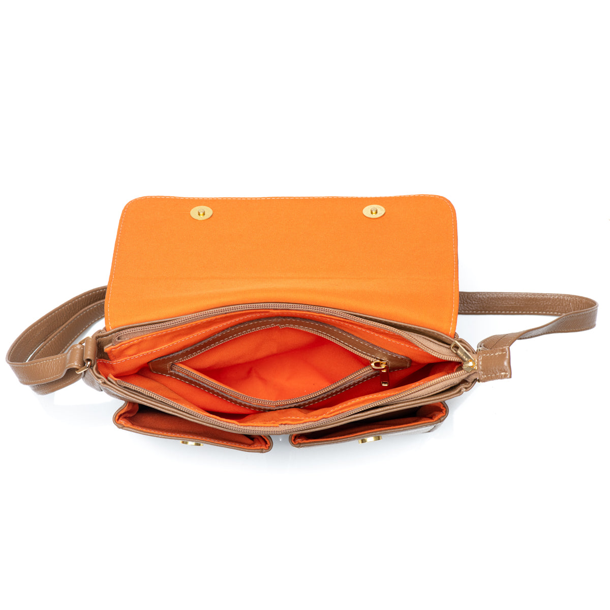 Bolsa Transversal Média Couro Caramelo Marina