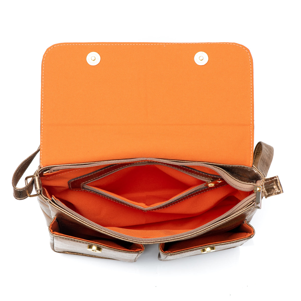 Bolsa Transversal Média Couro Bronze Marina