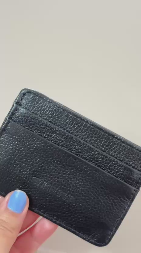 Nécessaire com Porta Cartão Couro Preto