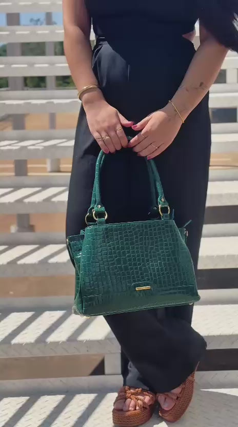Bolsa de Ombro Média Couro Verde Amélia