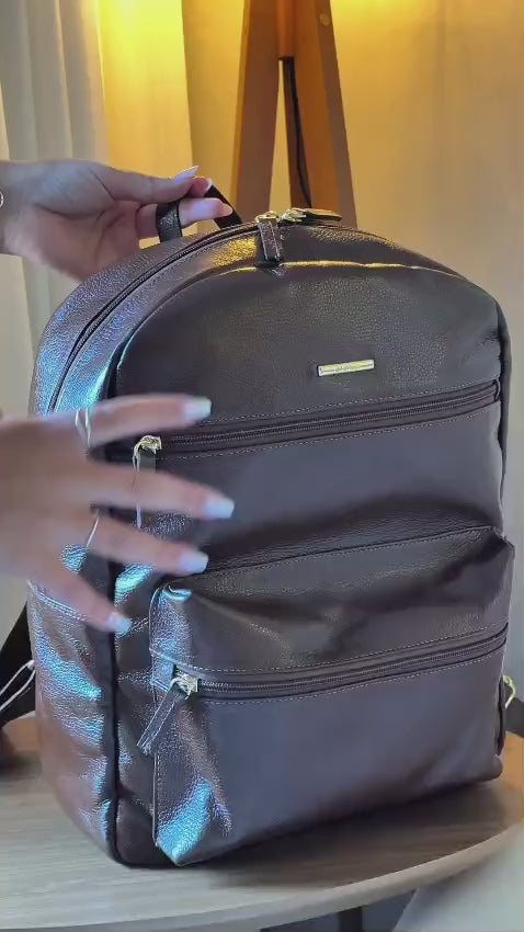 Mochila para Notebook Média De Couro Avelã Taylor