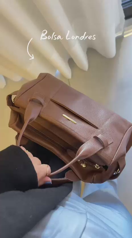 Bolsa Mão Média Couro Marrom Londres
