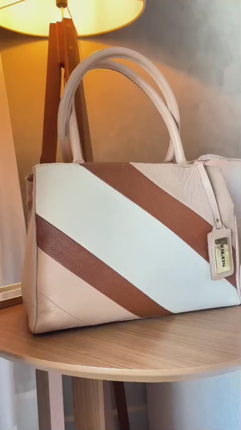 Bolsa de Ombro Estruturada Couro Rose Celina