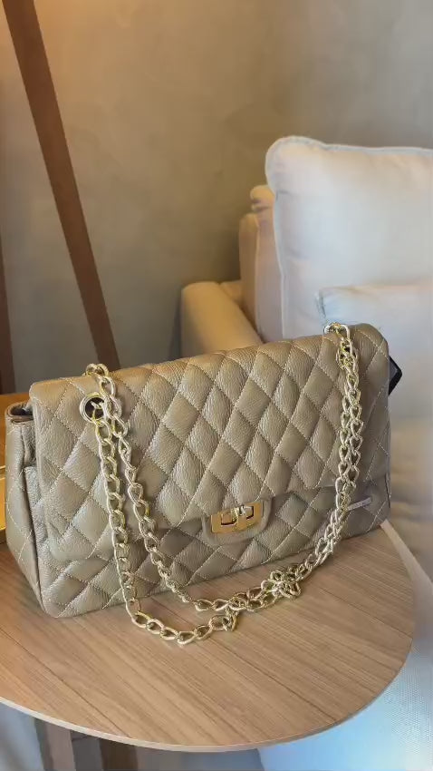 Bolsa Tiracolo Grande Couro Caramelo Agatha