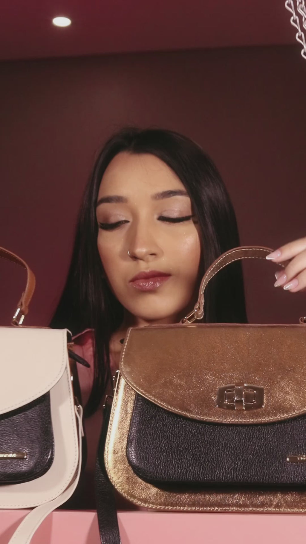 Bolsa Estruturada Mão Couro Off White Nice