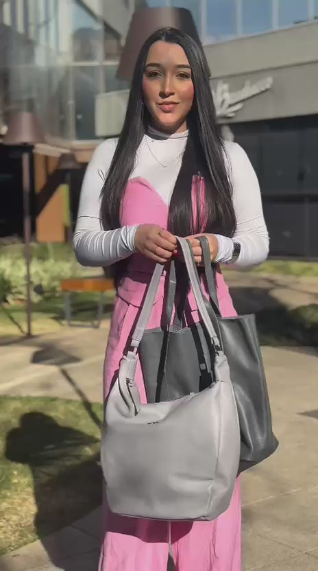 Bolsa Sacola Feminina Couro Grafite Lola