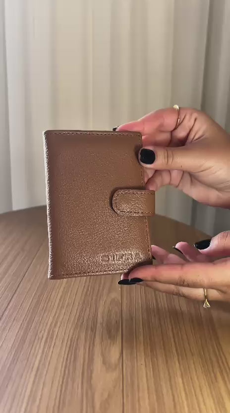Porta Cartão e Documentos Feminino Couro Marrom
