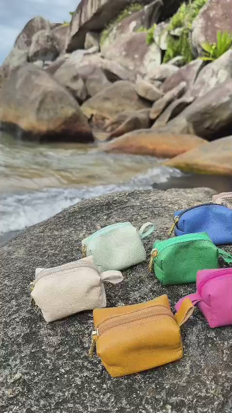 Porta Níquel / Mini Nécessaire Couro Menta Maresia