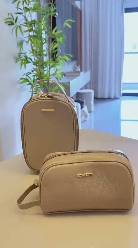 Kit Nécessaires Para Viagem Couro Nude