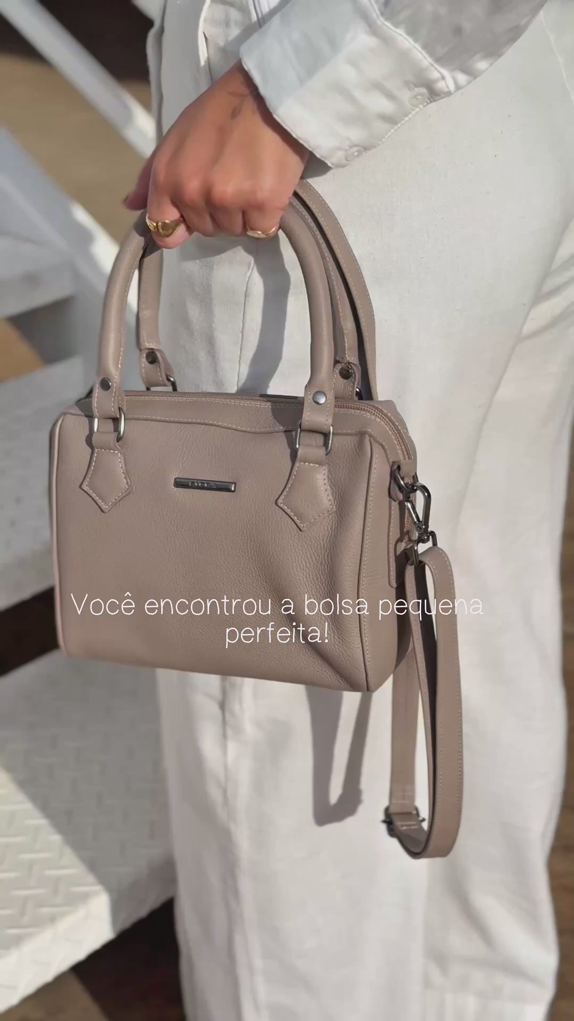 Bolsa Mão Pequena Couro Cinza Milão