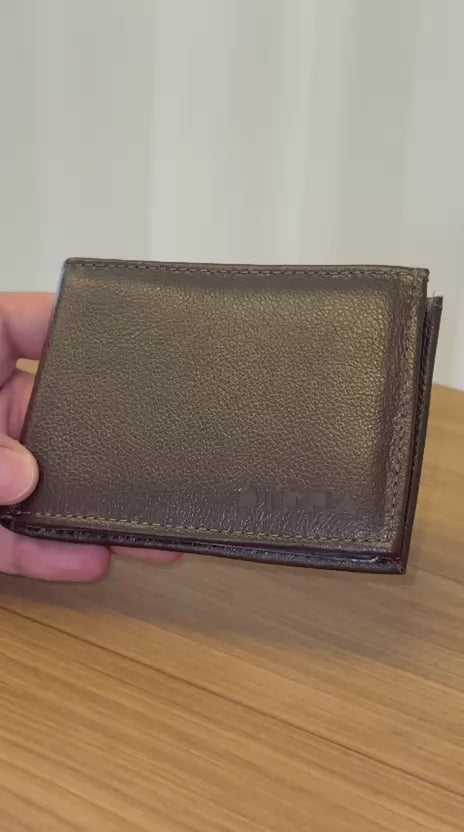 Carteira Masculina Couro Compacta Marrom